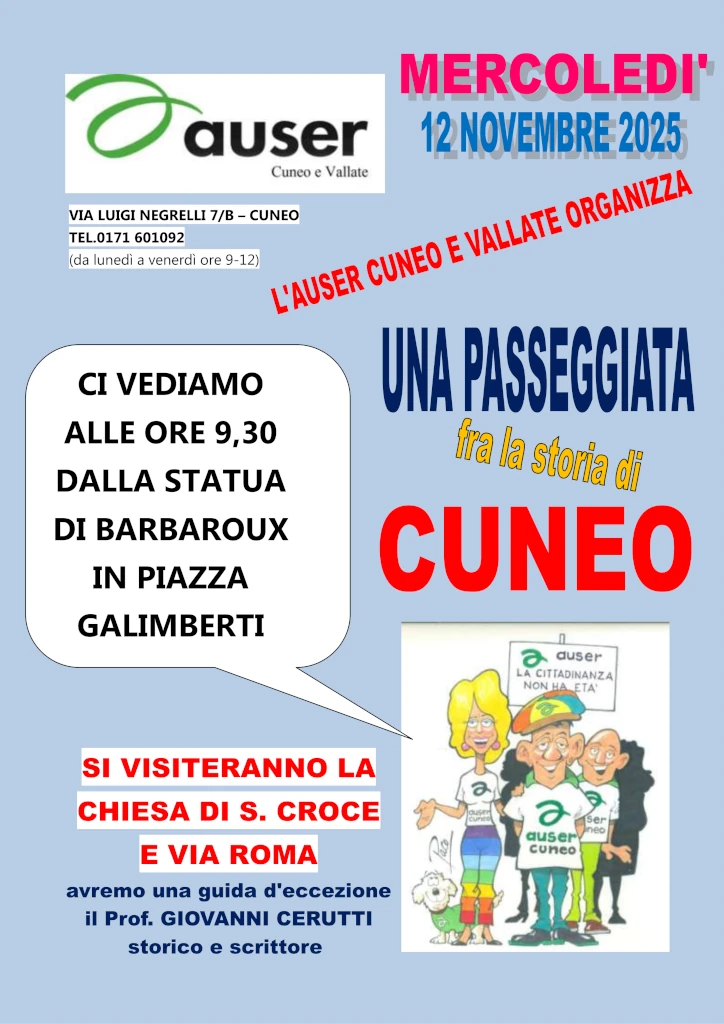 Locandina una passeggiata per Cuneo